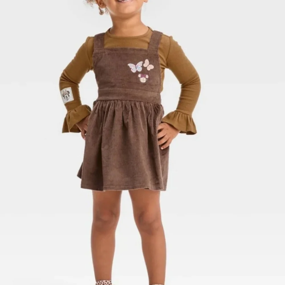 Disney Minnie Mouse‎ Toddler Girls Corduroy Top Dress Set Brown 12M